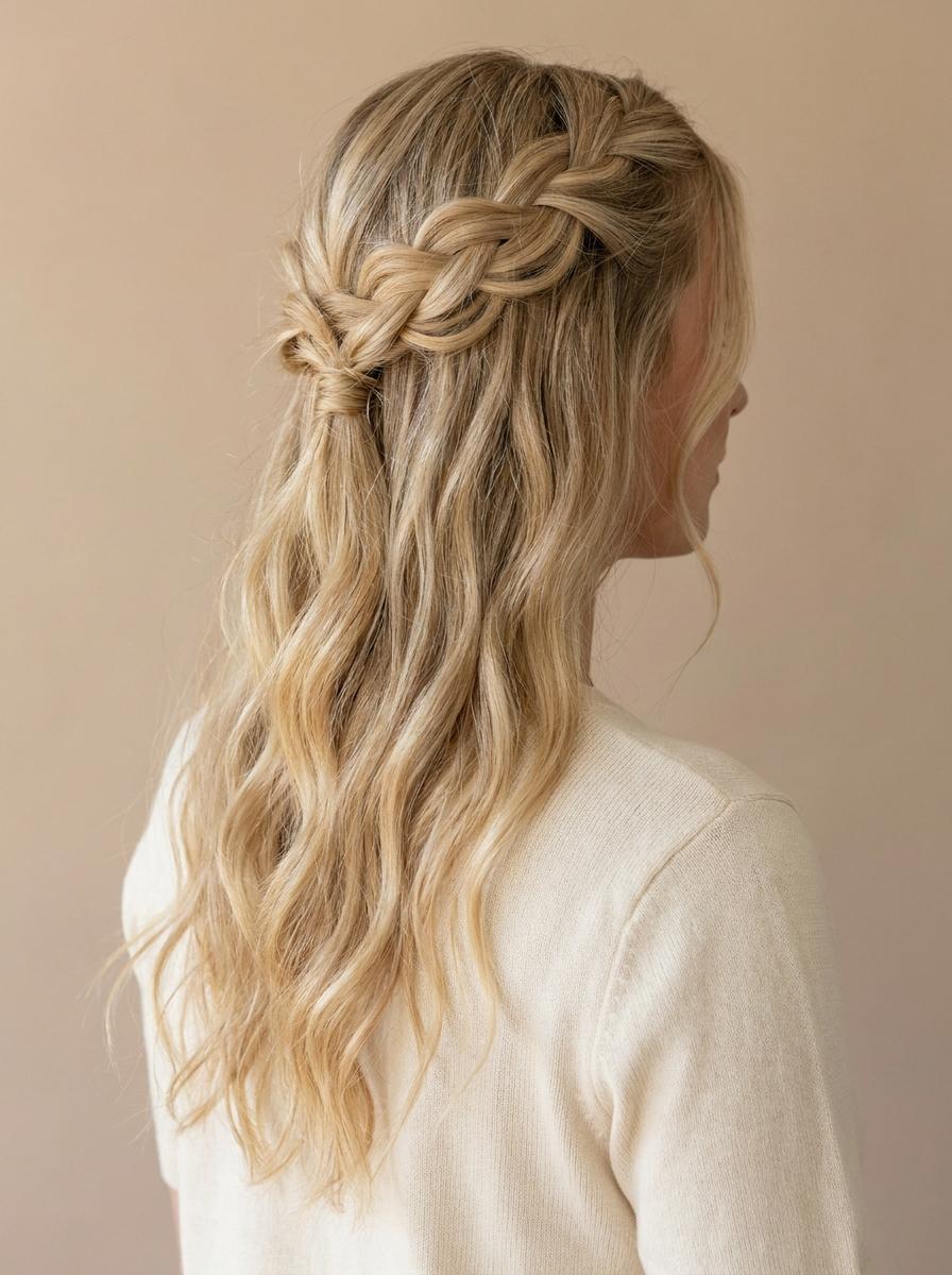 Geflochtener Half-up Look - schöne Frisur für lange Haare